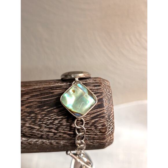 Sterling Silver Abalone Shell Toggle Bracelet - Picture 5 of 14